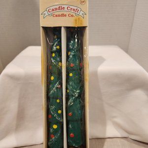 Pair of vintage handpainted Christmas Candles
